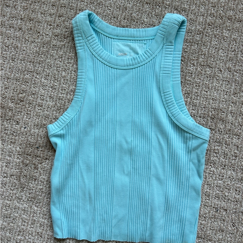 Aerie Light Blue Ribbed Tank